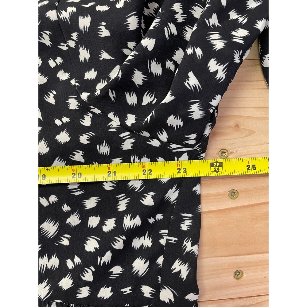 Umgee Tiered Mini Dress Black White‎ Print Long Sleeve Casual XL - Picture 4 of 5